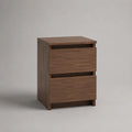 Comodino 2 cassetti 50 x 40 x 55 cm in MDF impiallacciato noce senza maniglie struttura rettangolare