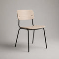 Sedia da pranzo 50 cm x 52 cm x 80 cm in compensato impiallacciato rovere chiaro e acciaio verniciato nero