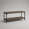Mobile TV rettangolare in legno MDF effetto noce con struttura in acciaio nero ripiani aperti 120 cm 40 cm 50 cm