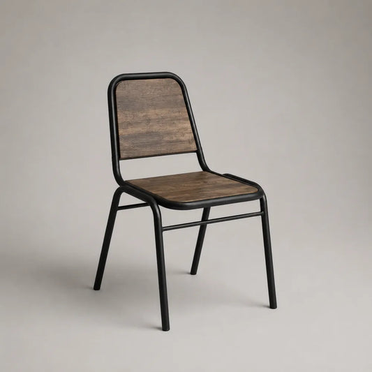 Sedia da pranzo in legno effetto rovere scuro con struttura in acciaio verniciato nero 45 x 50 x 82 cm