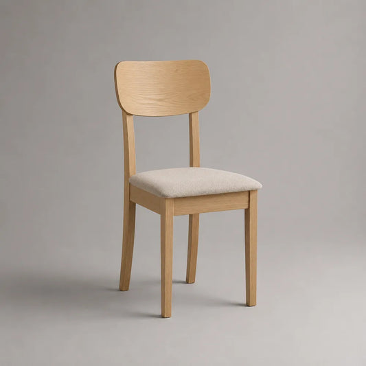 Sedia da pranzo in legno naturale con seduta imbottita beige schienale in legno 45 x 50 x 88 cm