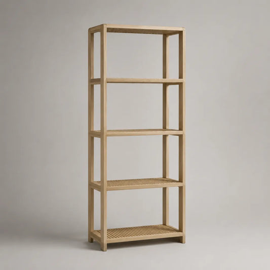 Libreria a giorno 60 x 35 x 170 cm in legno di bambù naturale con 4 ripiani struttura verticale rettangolare