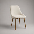 Sedia da pranzo 45 x 52 x 85 cm imbottita tessuto bouclé poliestere bianco avorio schienale curvo gambe in legno massello finitura naturale