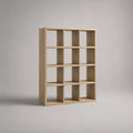 Libreria rettangolare in legno ingegnerizzato MDF effetto rovere chiaro 120 cm 30 cm 160 cm con 12 scomparti a giorno