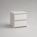 Comodino 45 x 40 x 50 cm in pannello truciolare melaminico bianco opaco con 2 cassetti senza maniglie struttura rettangolare